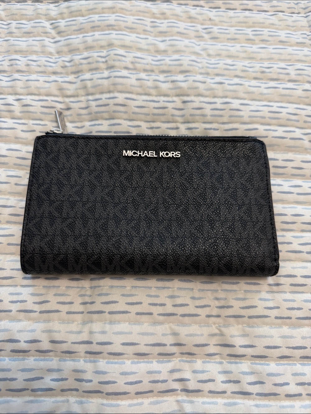 Michael Kors Black Men's Zip-Around Wallet with Logo